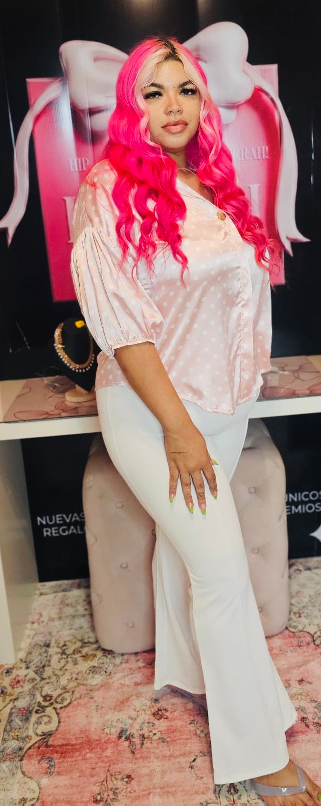 Sweet Polka Satin Blouse
