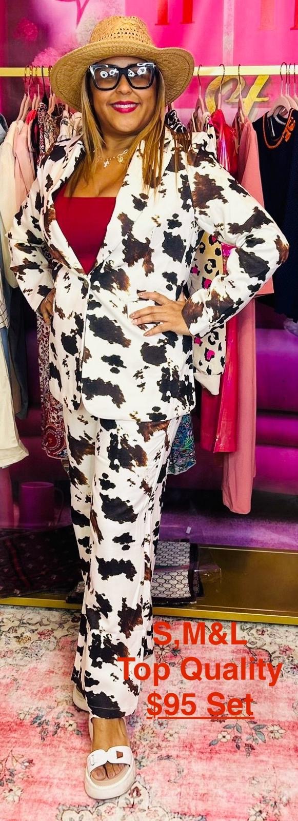 Blazer Set - Cow Print