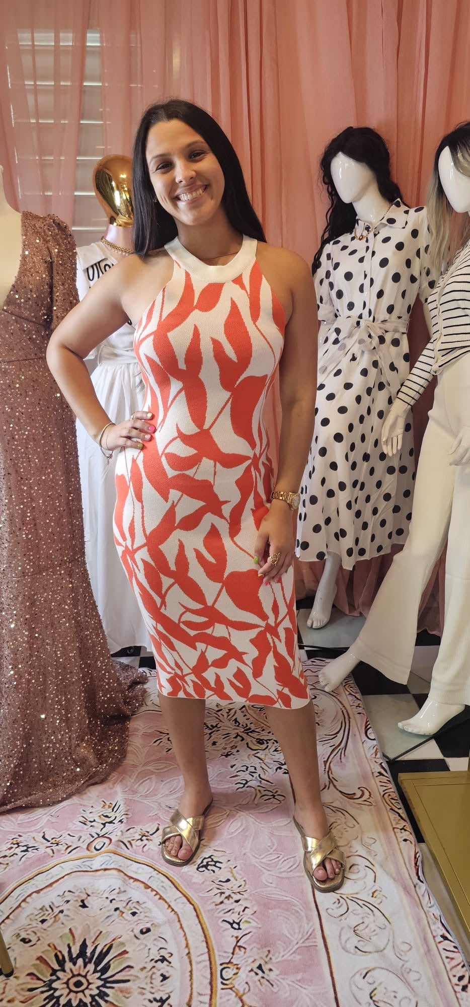 Tropical Elegant Dress 🖤🧡