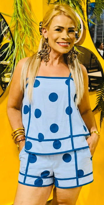 Blue Polka Charm Set