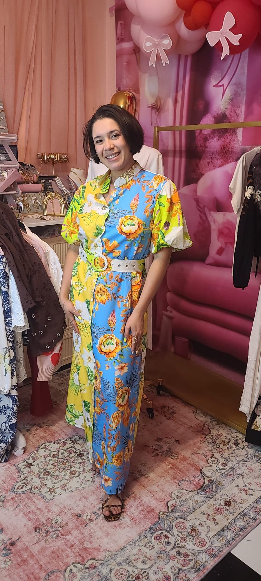 Golden Tropic Midi Dress