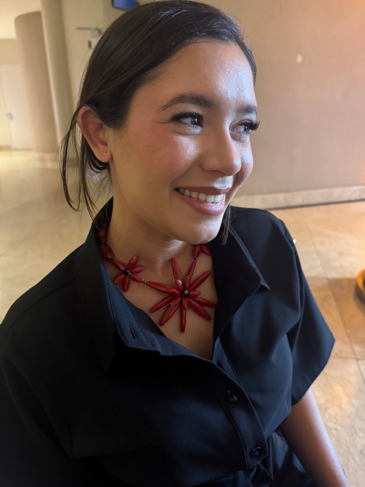 Scarlet Bloom Statement Necklace Set🌺