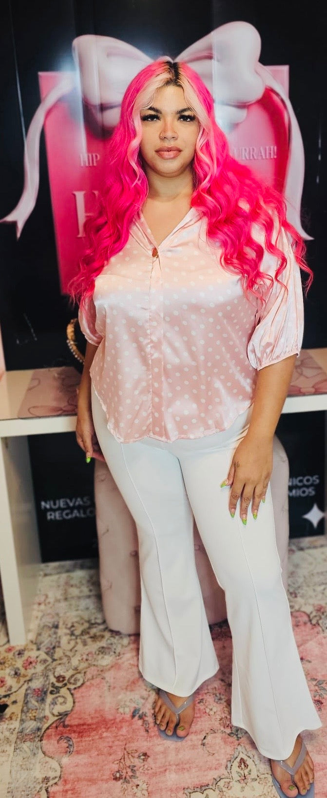 Sweet Polka Satin Blouse