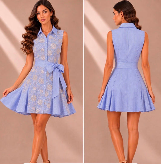 Cloudy Blue Mini Dress