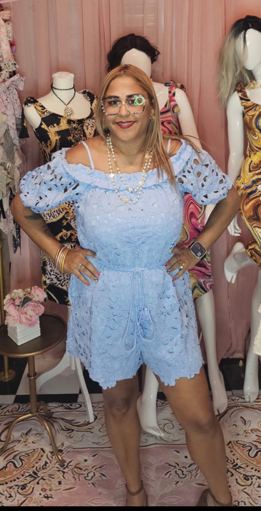 Blue Lace Romance Romper