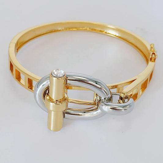 Brazalete Doble Tono con Zirconia