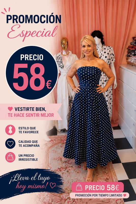 Polka Navy Midi Dress